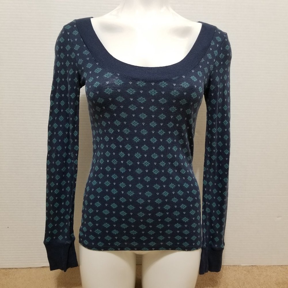 Y2K Old Navy Navy Long Sleeve Patterned Top